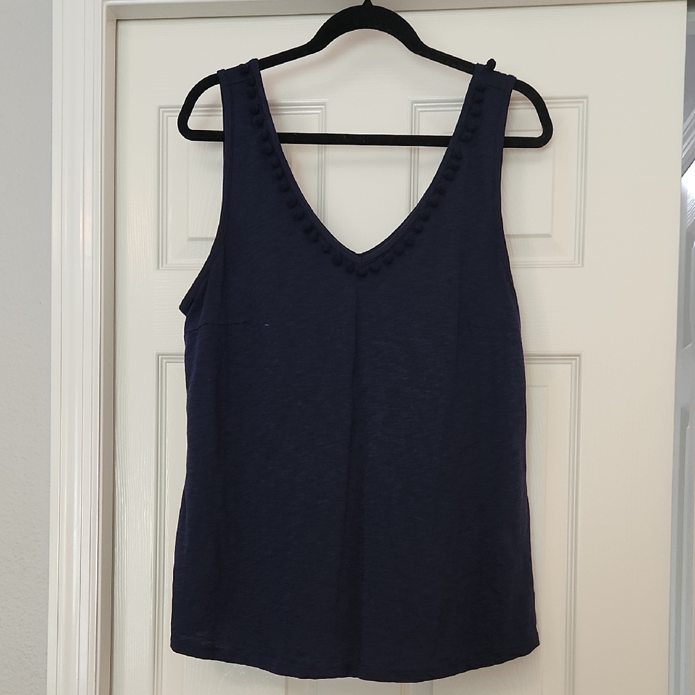 Lilly Pulitzer Navy Pom-Pom Tank Top